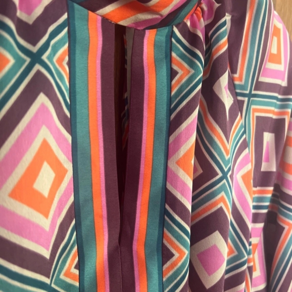 Trina Turk Pink A-Line Dress with Bishop Sleeves Large - Picture 5 of 7
